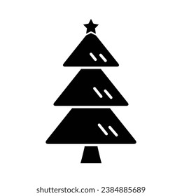 Christmas Tree Icon Vector Illustration Isolated on Transparent Background. Use for Xmas, Decoration, Greeting Card Etc.