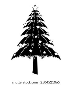 Christmas tree icon Vector illustration, black Christmas tree clipart on white background. . Holiday icons, tree icon in black, xmas tree isolated.