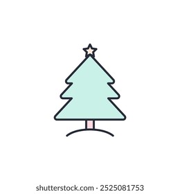 Ilustración vectorial de icono de árbol de Navidad. Símbolo del árbol de navidad aislado en el fondo blanco