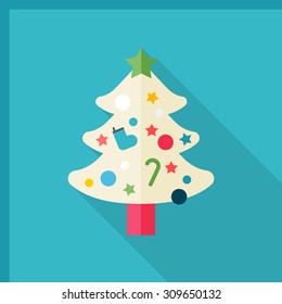 Christmas tree icon, vector illustration. Flat design style with long shadow,eps10