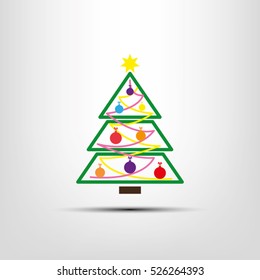 Christmas tree icon vector illustration eps10. Isolated badge for website or app - stock infographics