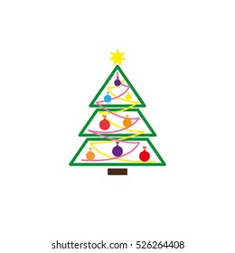 Christmas tree icon vector illustration eps10. Isolated badge for website or app - stock infographics
