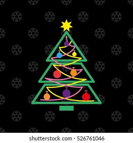 Christmas tree icon vector illustration eps10. Isolated badge for website or app - stock infographics