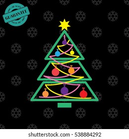 Christmas tree icon vector illustration eps10. Isolated badge for website or app - stock infographics