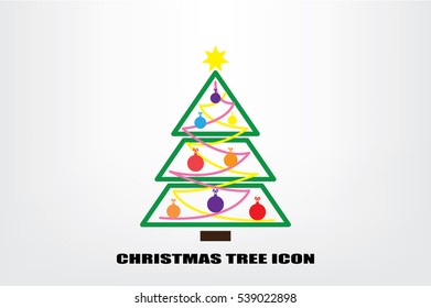 Christmas tree icon vector illustration eps10. Isolated badge for website or app - stock infographics