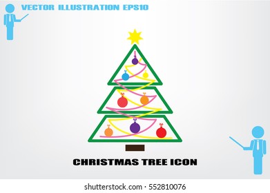 Christmas tree icon vector illustration eps10. Isolated badge for website or app - stock infographics