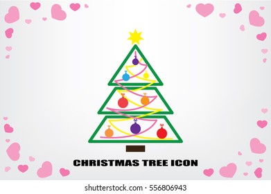 Christmas tree icon vector illustration eps10. Isolated badge for website or app - stock infographics
