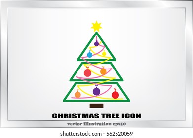 Christmas tree icon vector illustration eps10. Isolated badge for website or app - stock infographics .