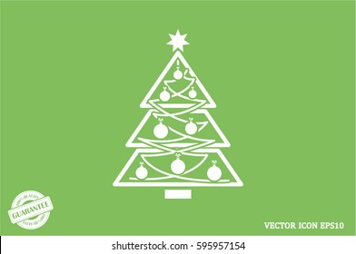 Christmas tree icon vector illustration eps10. Isolated badge for website or app - stock infographics
