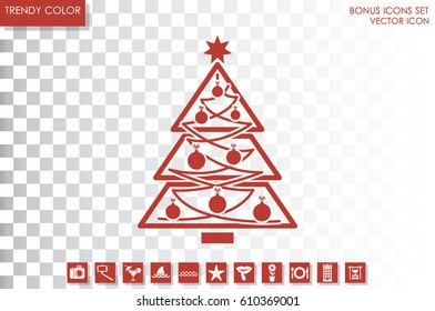 Christmas tree icon vector illustration eps10. Isolated badge for website or app - stock infographics