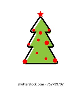 Christmas tree icon vector illustration on white background