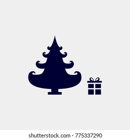 christmas tree icon, Vector illustration. gift icon