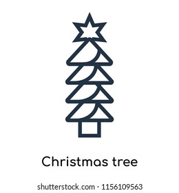 Christmas tree icon vector isolated on white background, Christmas tree transparent sign , thin symbols or lined elements in outline style