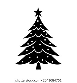 Vector del icono del árbol de navidad aislado en el fondo blanco.
