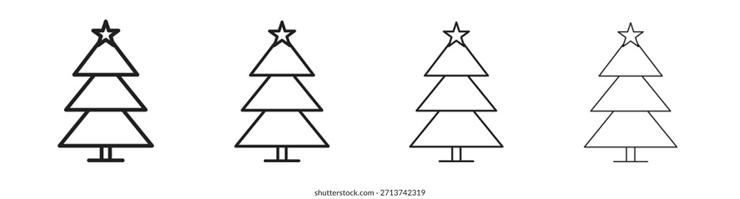 Christmas tree icon. Vector isolated pictograms.