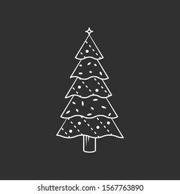 Christmas tree icon. Vector line art illustration