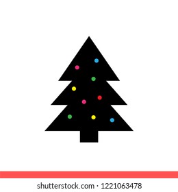 Christmas tree icon vector, new year symbol. Simple, flat design for web or mobile app
