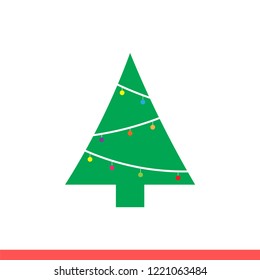 Christmas tree icon vector, new year symbol. Simple, flat design for web or mobile app