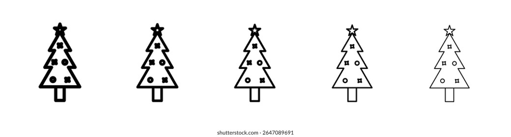 christmas tree icon vector outline symbol or illustration