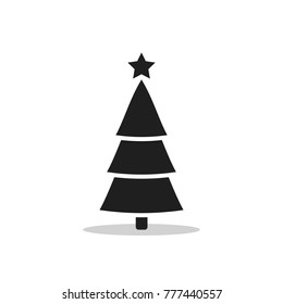 Christmas tree icon, vector sign isolated on white, simple silhouette illustration.