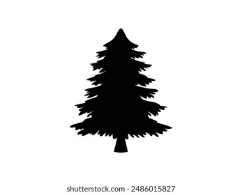Christmas Tree icon vector. Christmas Tree Silhouette isolated white background. Vector Illustration