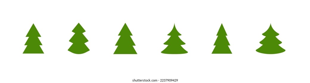 Weihnachtsbaumsymbol. Weihnachtsbaumvektorset. Silhouette, grünes Zeichen einzeln auf weißem Hintergrund.