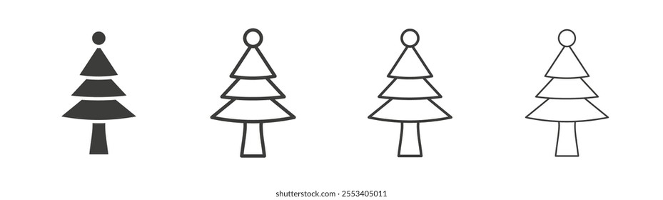 Christmas tree icons collection. vector set in black color