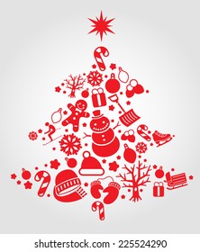 Christmas tree icons design vector cartoon illustration