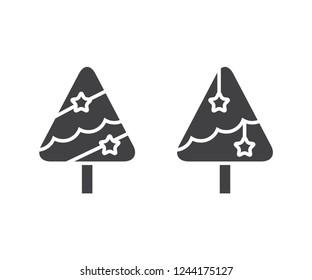 Christmas tree icons isolated on white background