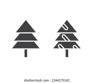 Christmas tree icons isolated on white background