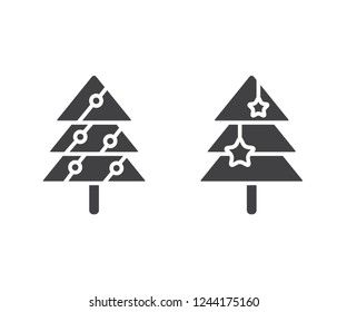 Christmas tree icons isolated on white background