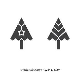 Christmas tree icons isolated on white background