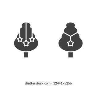 Christmas tree icons isolated on white background
