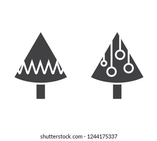 Christmas tree icons isolated on white background