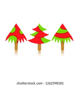Christmas tree icons isolated on white background
