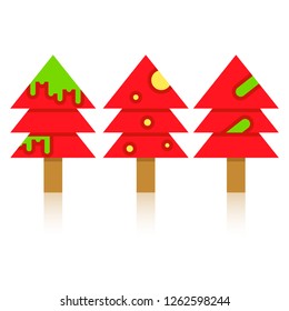 Christmas tree icons isolated on white background