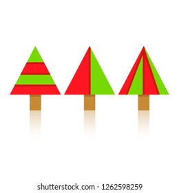 Christmas tree icons isolated on white background