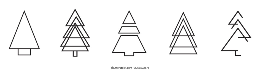 Christmas tree Icons, Isolated on white background, Vector illustration