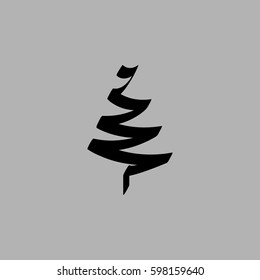 Christmas tree icons. Isolated on gray background