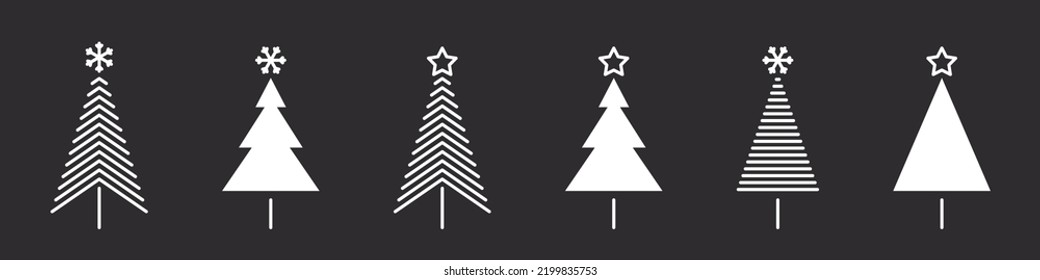 Christmas tree icons. Modern christmas icons. Xmas signs. Collection of christmas tree. Vector illustration