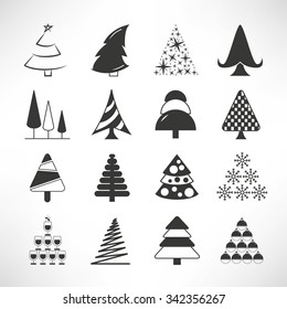 Christmas tree icons set
