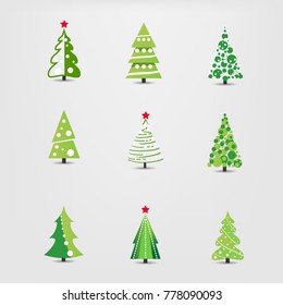 Christmas tree icons set