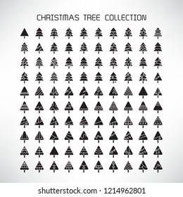 Christmas tree icons set for decoration card design