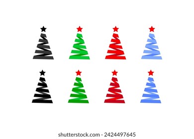 Christmas tree icons set. Flat style. Vector icons