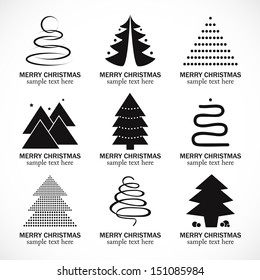 Christmas Tree Icons Set - Isolated On White Background - Vector Illustration, Graphic Design Editable For Your Design. 