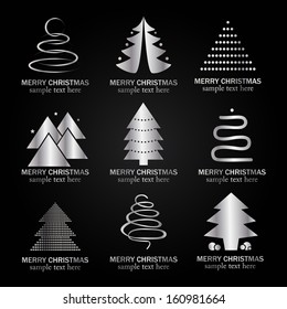 Christmas Tree Icons Set - Isolated On Background - Vector Illustration, Graphic Design Editable For Your Design