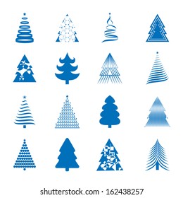 Christmas Tree Icons Set - Isolated On Background - Vector Illustration, Graphic Design Editable For Your Design