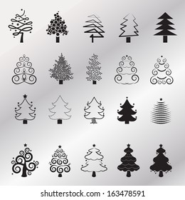 Christmas Tree Icons Set - Isolated On Background - Vector Illustration, Graphic Design Editable For Your Design