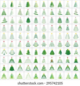 Christmas Tree Icons Set - Isolated On White Background - Vector Illustration, Graphic Design Editable For Your Design 