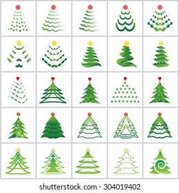 Christmas Tree Icons Set - Isolated On White Background - Vector Illustration, Graphic Design Editable For Your Design
